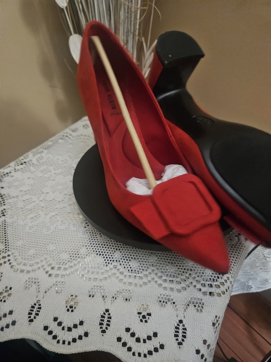 Anne Klein Shoes - 💞💗Womens Anne Klein Red/Taupe Pointed-Toe Buckle Pumps 3" Heels-Size 10-❤️🩷